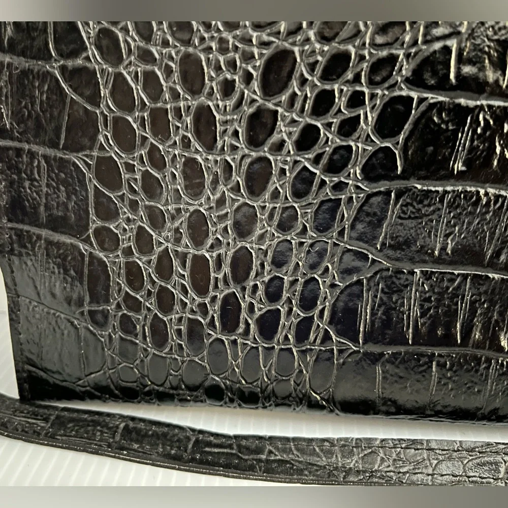 Vintage Genuine Reptile Embossed Patent Leather Small Briefcase/Shoulder Bag - Picture 12 of 16